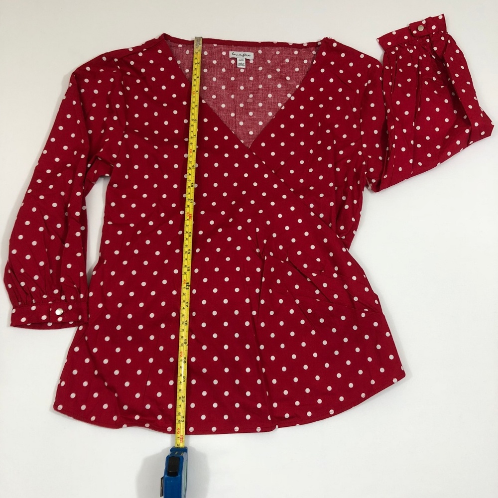 Love Fire Red White Polka Dot Top NWOT - Picture 6 of 8